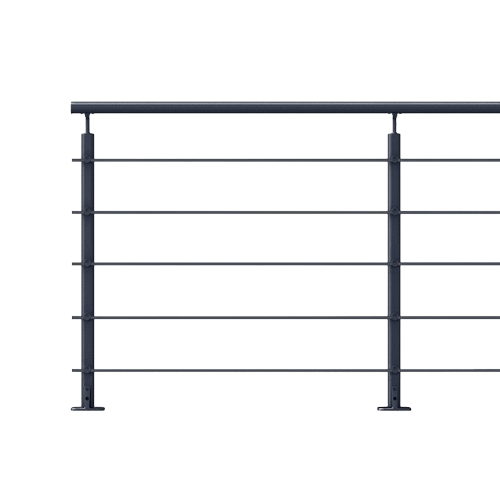 Kit garde-corps aluminium gris anthracite 2m pose à plat, Opalu KORDO