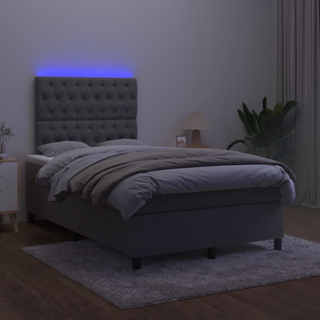 Sommier à lattes de lit avec matelas LED gris foncé 120x190 cm vidaXL - 5