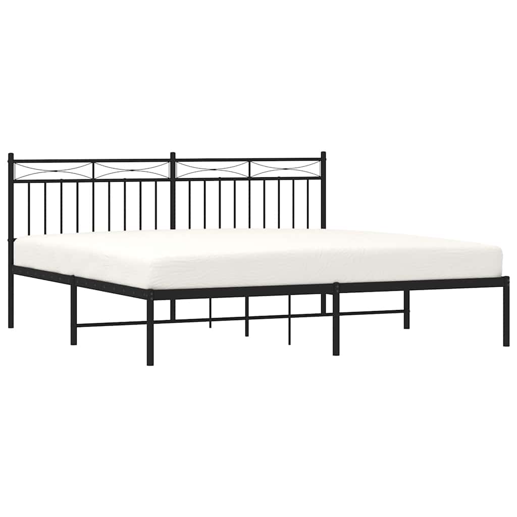 Estructura cama sin colchón con cabecero metal negro 183x213 cm vidaXL - 5