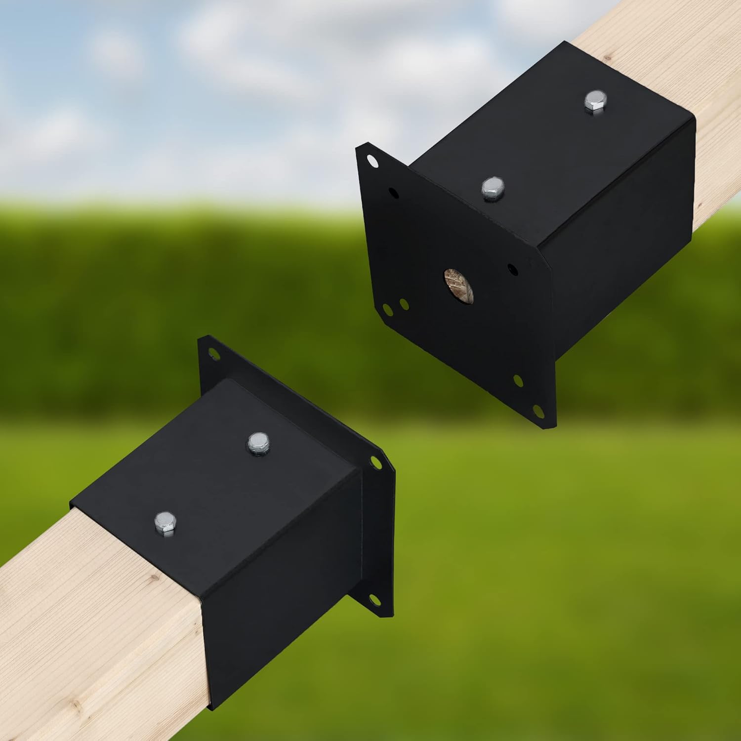 Support de poteau à fixer 70 x 70 mm en acier galvanisée - Pied de poteau carré noir - KOTARBAU - 5