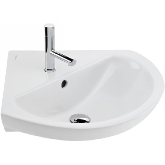 SANINDUSA 50 Easy lavabo angolare tradizionale in ceramica a parete in bianco