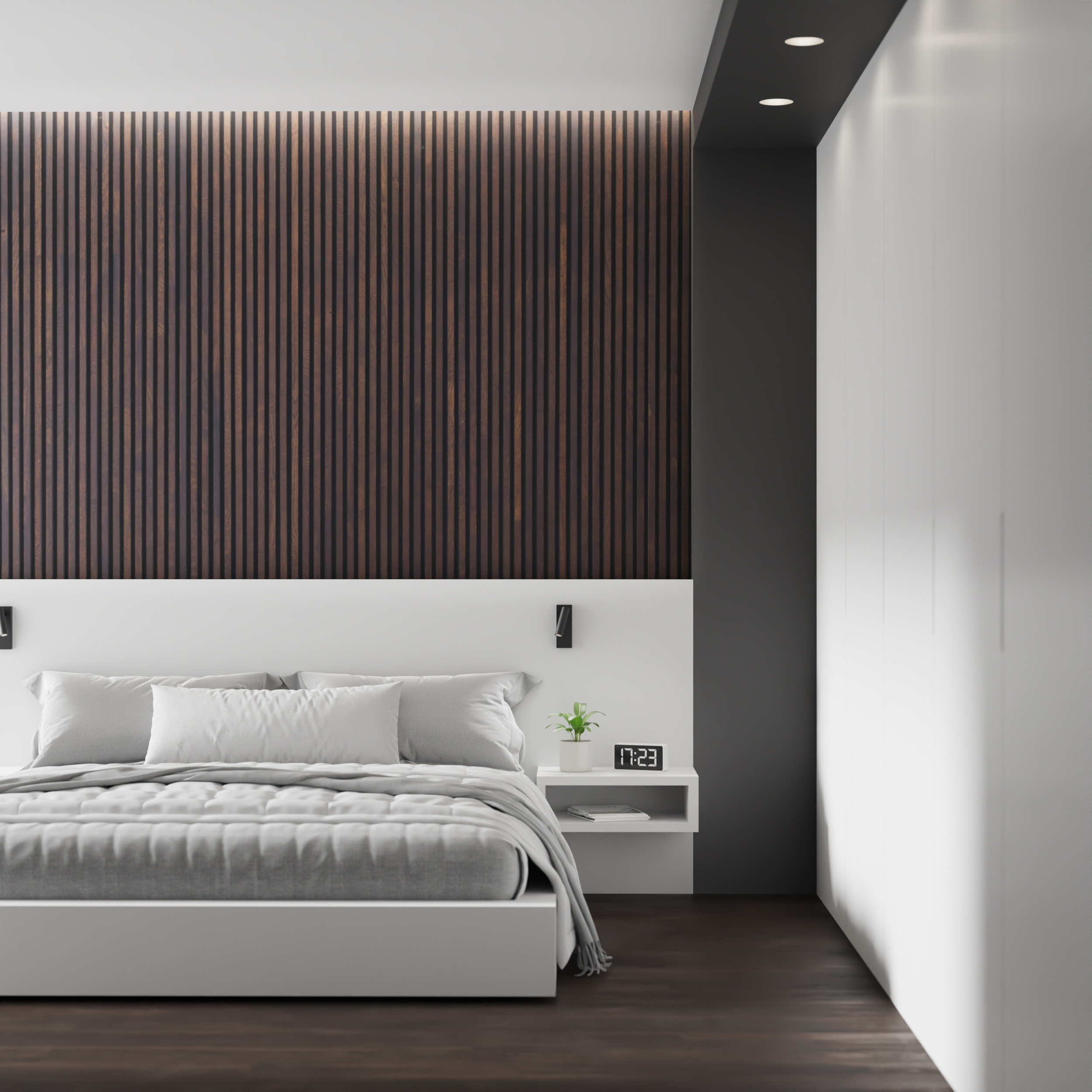 Panneau Tasseau Acoustique en Bois - Bois de Bouleau Massif - 2400x600mm - Lattes 18mm, Support en Feutre Noir - 5