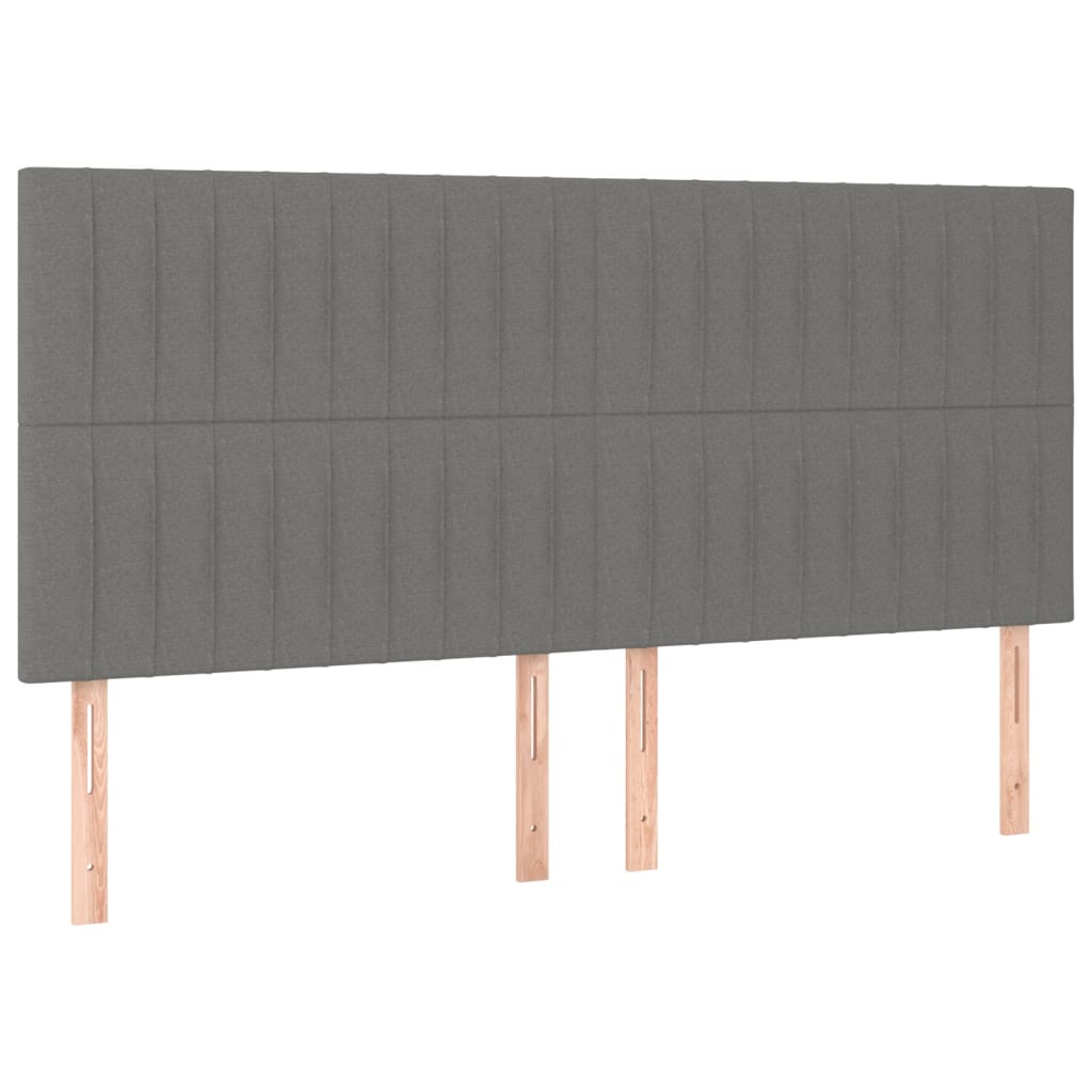 Cadre de lit sans matelas gris foncé 200 x 200 cm tissu - 8