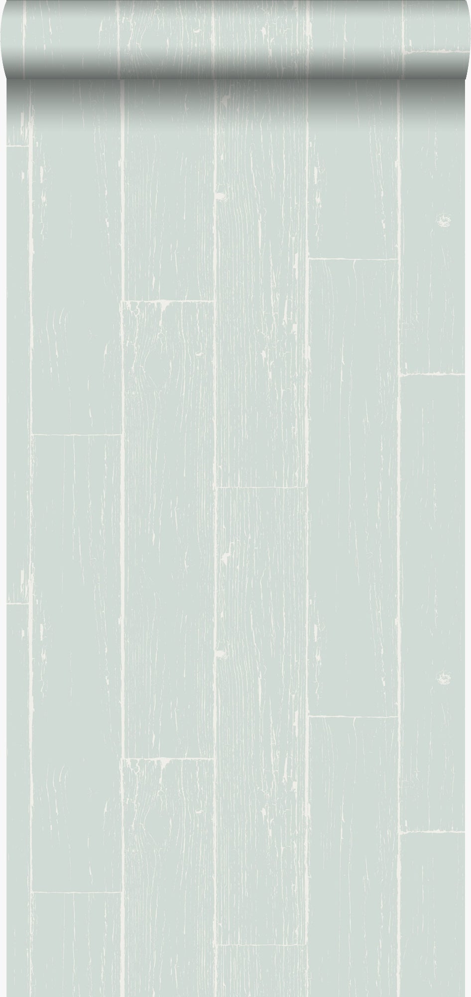 Papel pintado tablas de madera desgastada, alterada, resistida vintage menta verde claro - 53 cm x 10,05 m - origin wallcoverings