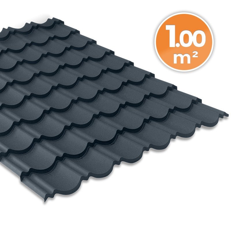 Tôle imitation tuile emboîtable - BACACIER Tuile R Originale® | 1180 x 934 mm - 1.00 m² Anthracite mat - 5