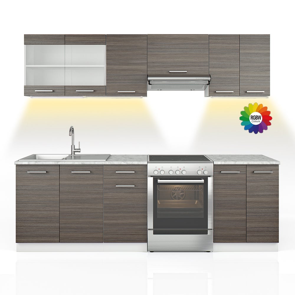 Vicco Ligne de cuisine R-Line, Anthracite brillant/blanc, 200cm sans plan de travail | Leroy Merlin