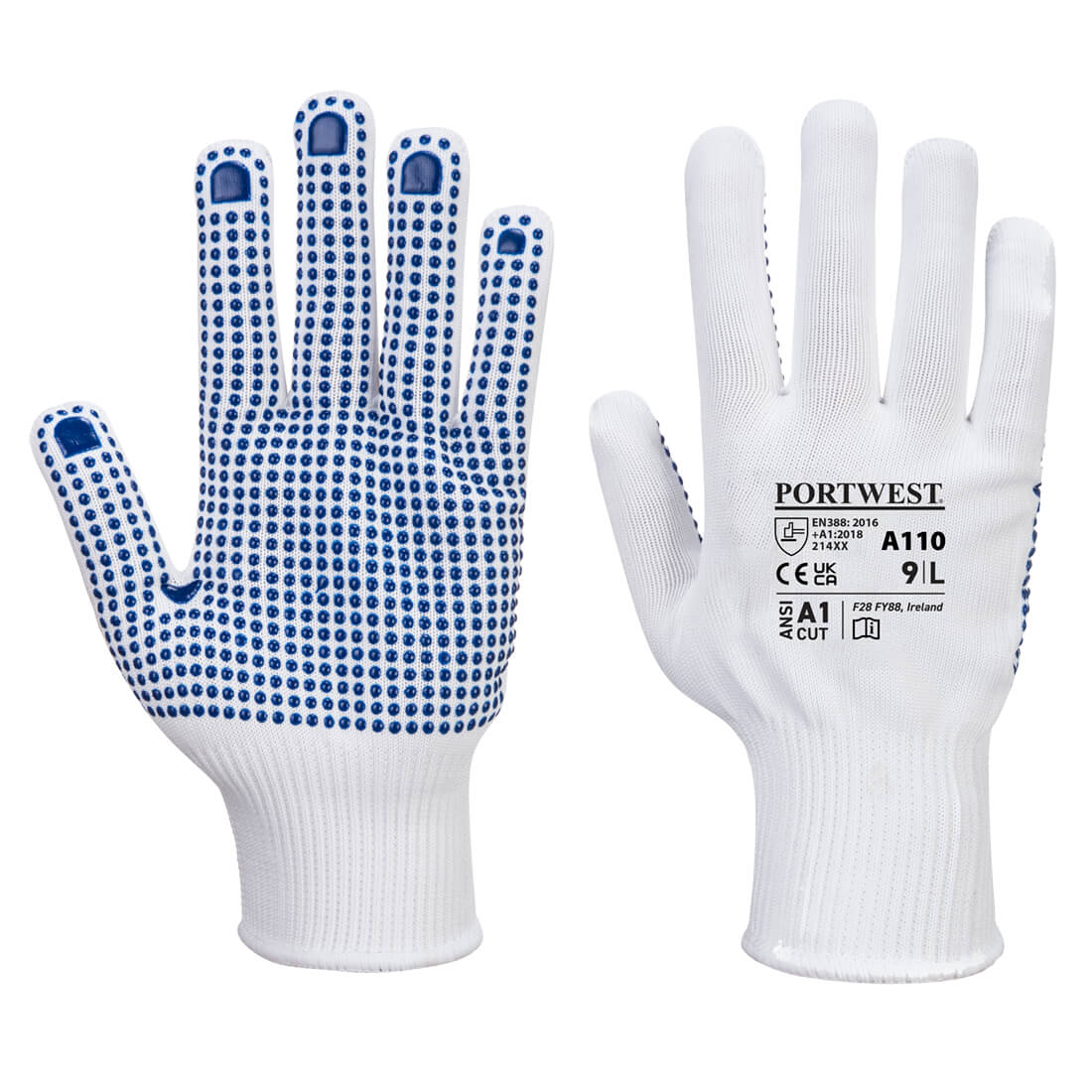 Gants tricotés Portwest Picots PVC A110 Rouge 9 - 3