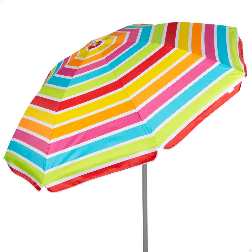 Aktive sombrilla de playa inclinable rayas multicolor 220 cm uv50