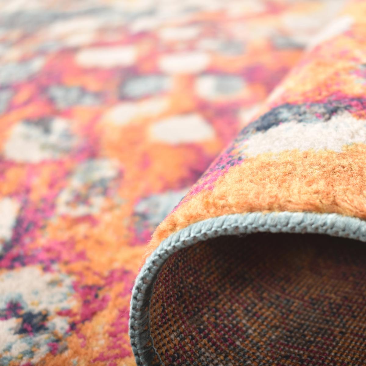 Tapis Vintage Oriental 120x170 cm - LYN3 DESI - Couleur : multicolore bleu orange rose - 4