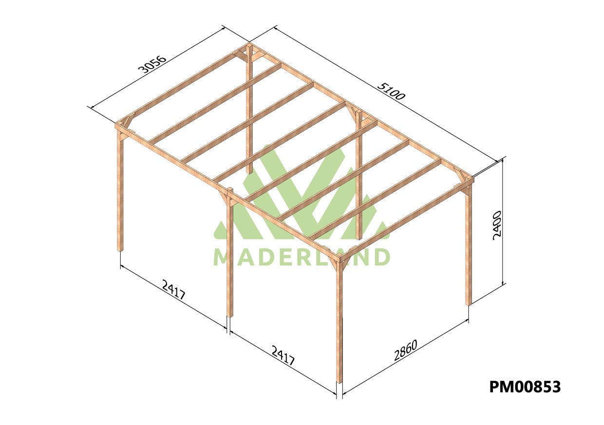 Pérgola madera MATARÓ • 510x300 cm • tratada • madera maciza - 2