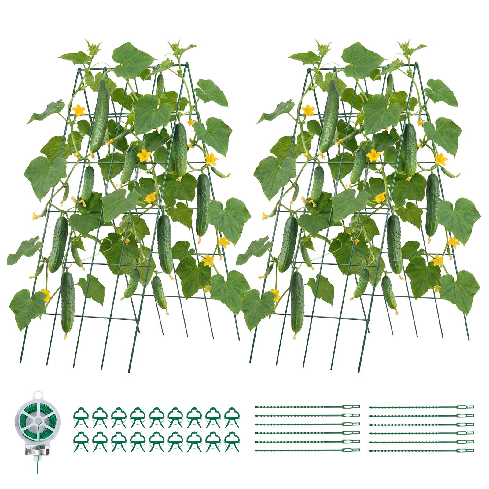 Spalier de castraveți VEVOR 990x400 mm, Set de 4, Spalier de grădină cu cadru în A, Suport pentru plante cățărătoare, Pat de grădină înălțat 4buc