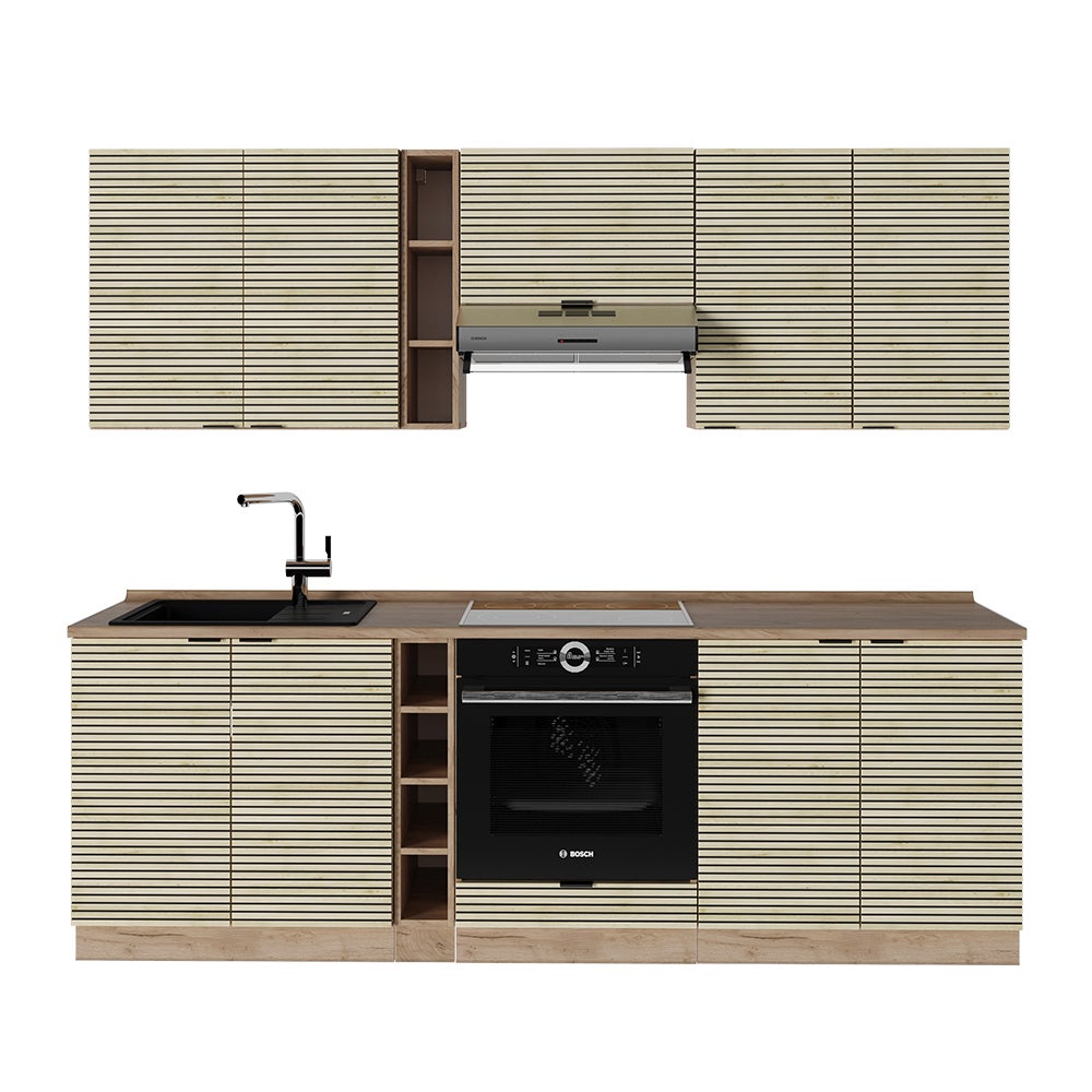 Vicco Cuisine Fame-Line, Blanc Campagne/Blanc, 235 cm, PT Chêne