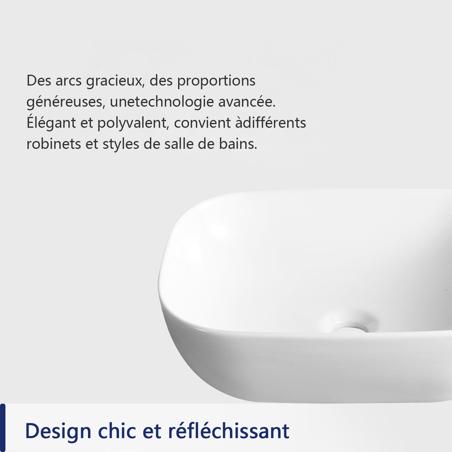 Vasque à Poser Salle de Bain DeerValley – Vasque à Poser Rectangulaire Blanc en Céramique, 50 x 40 x 14,5 cm - 3