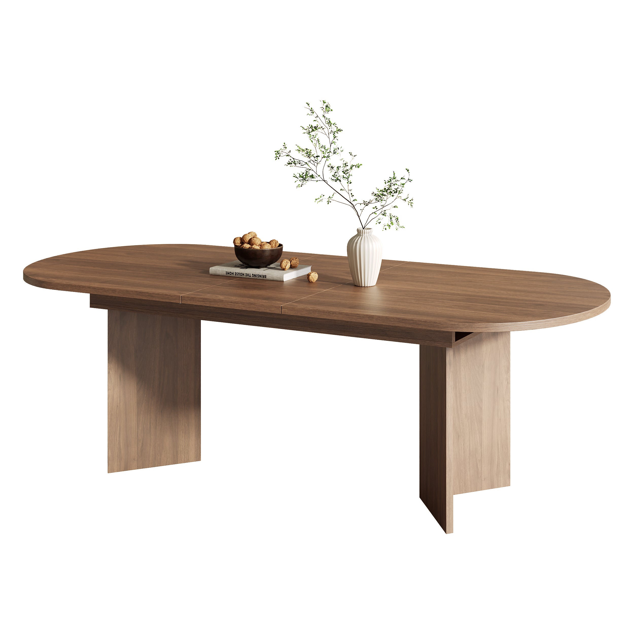 Table à manger extensible pour 4 à 6 couverts - 120/160 x 80 x 75.5 cm - MDF - Noyer - 7