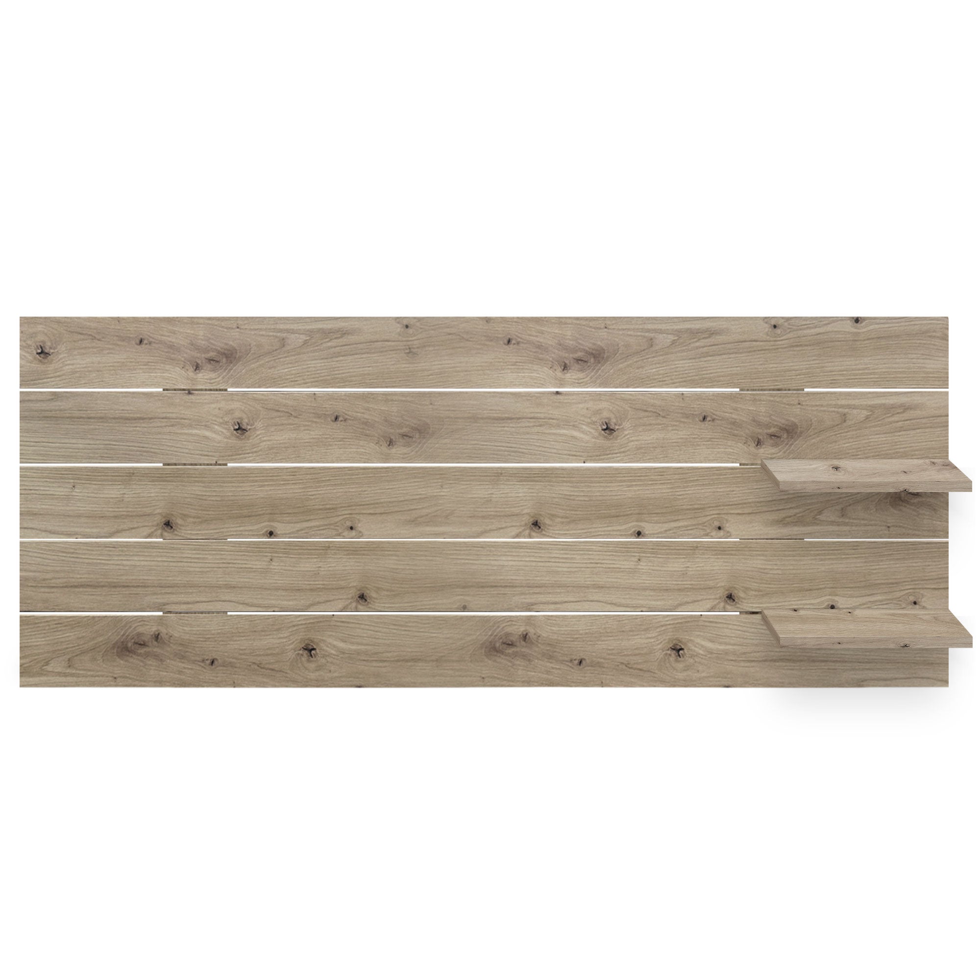 DHOME Testiera con ripiani in legno riciclato DM sospeso a parete in stile pallet orizzontale con gambe Letto (rovere, 145 cm) - 4