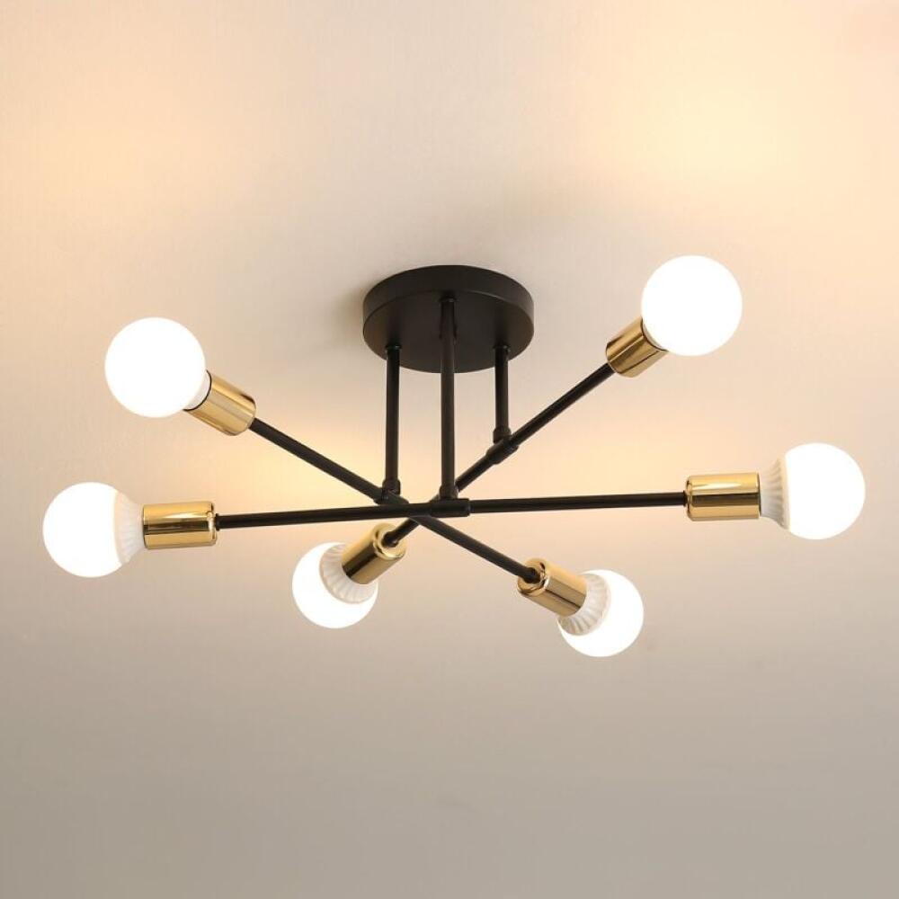 Złota lampa sufitowa w stylu vintage, 6-ramienna, 51 cm