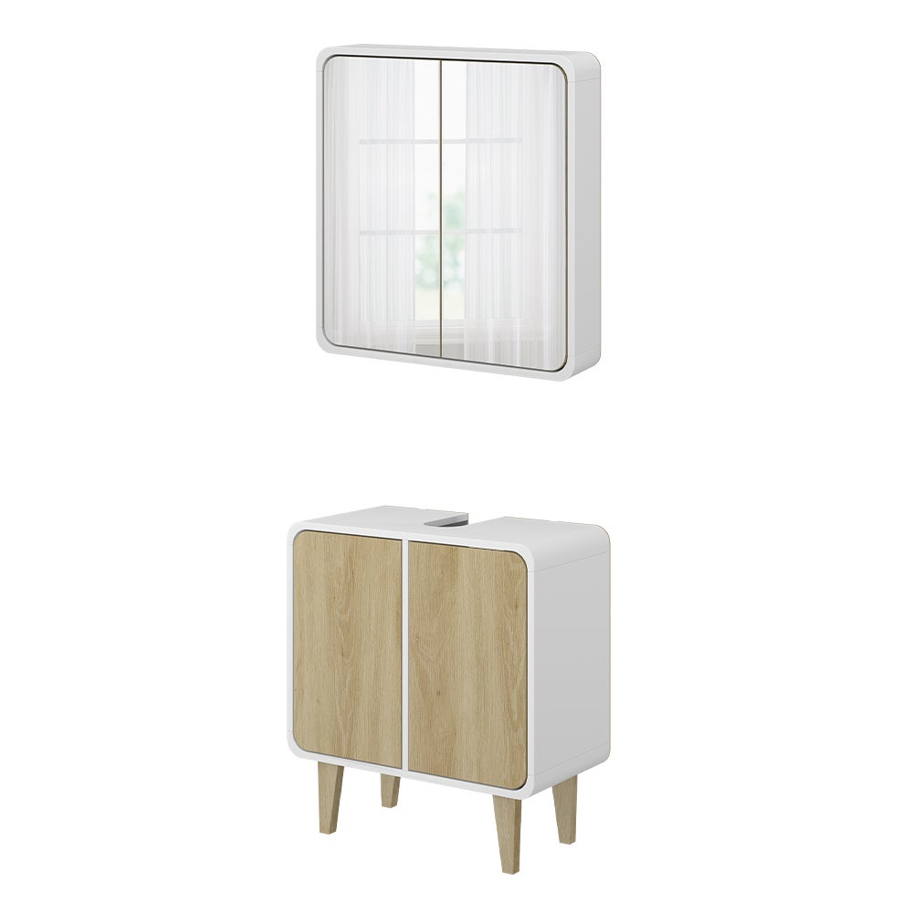 Vicco Zestaw mebli łazienkowych Arla, Biały/dąb, 2 części