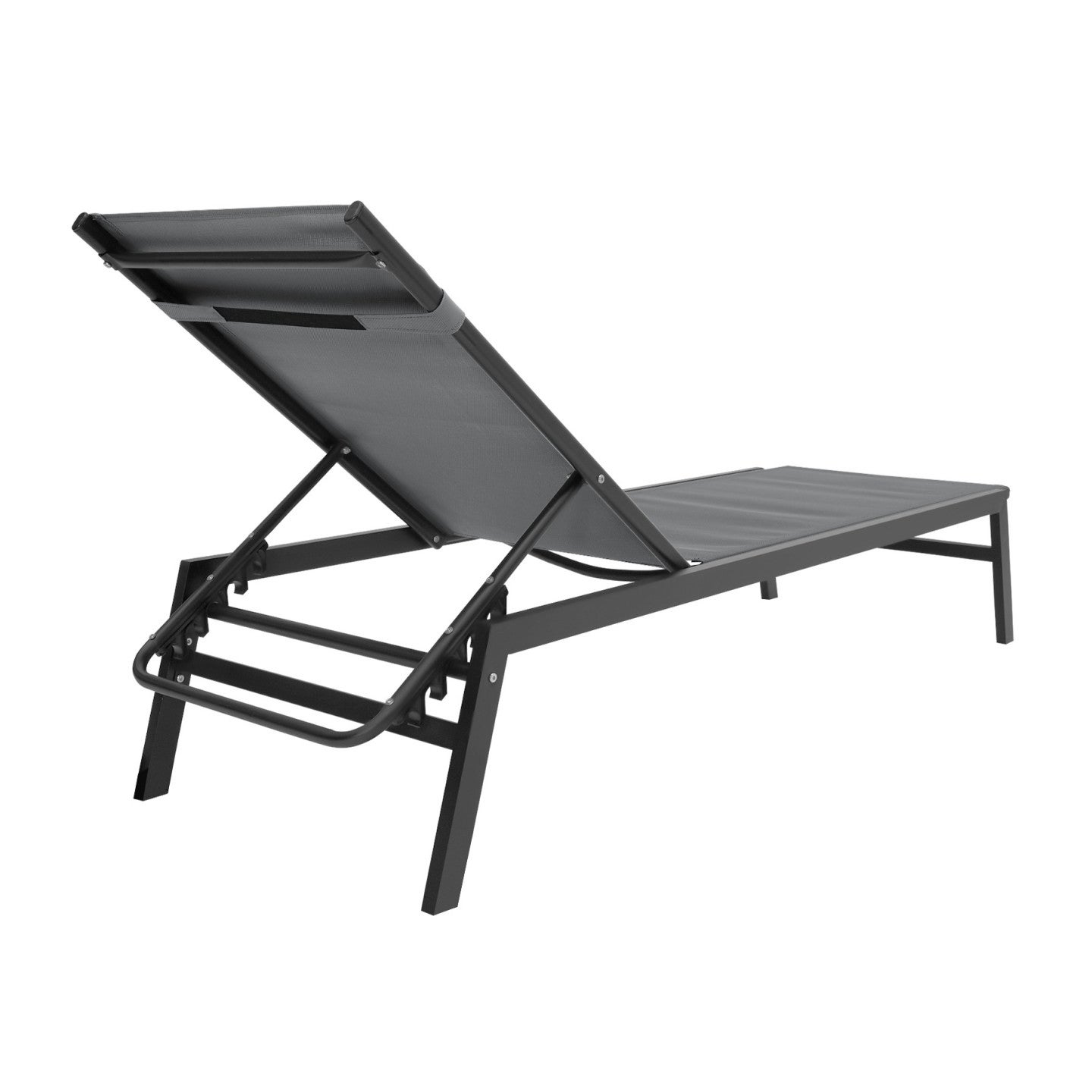 Lot de 2 transats de jardin inclinables en aluminium SINTRA gris anthracite et noir - 4