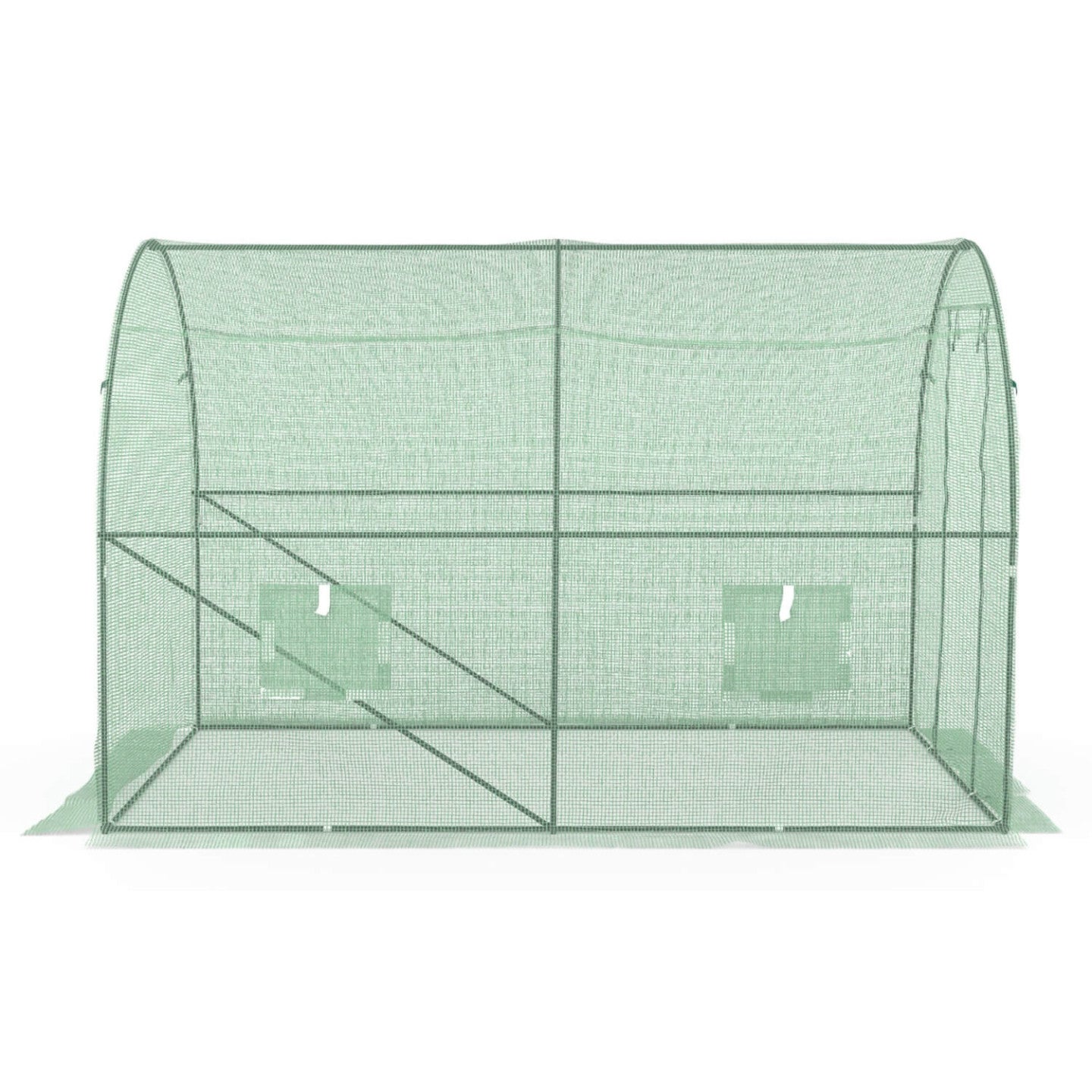 Bâche de rechange pour serre de jardin tunnel 6m² 3 x 2 x 2 m anti-UV avec porte et fenêtres ROMA verte - 5