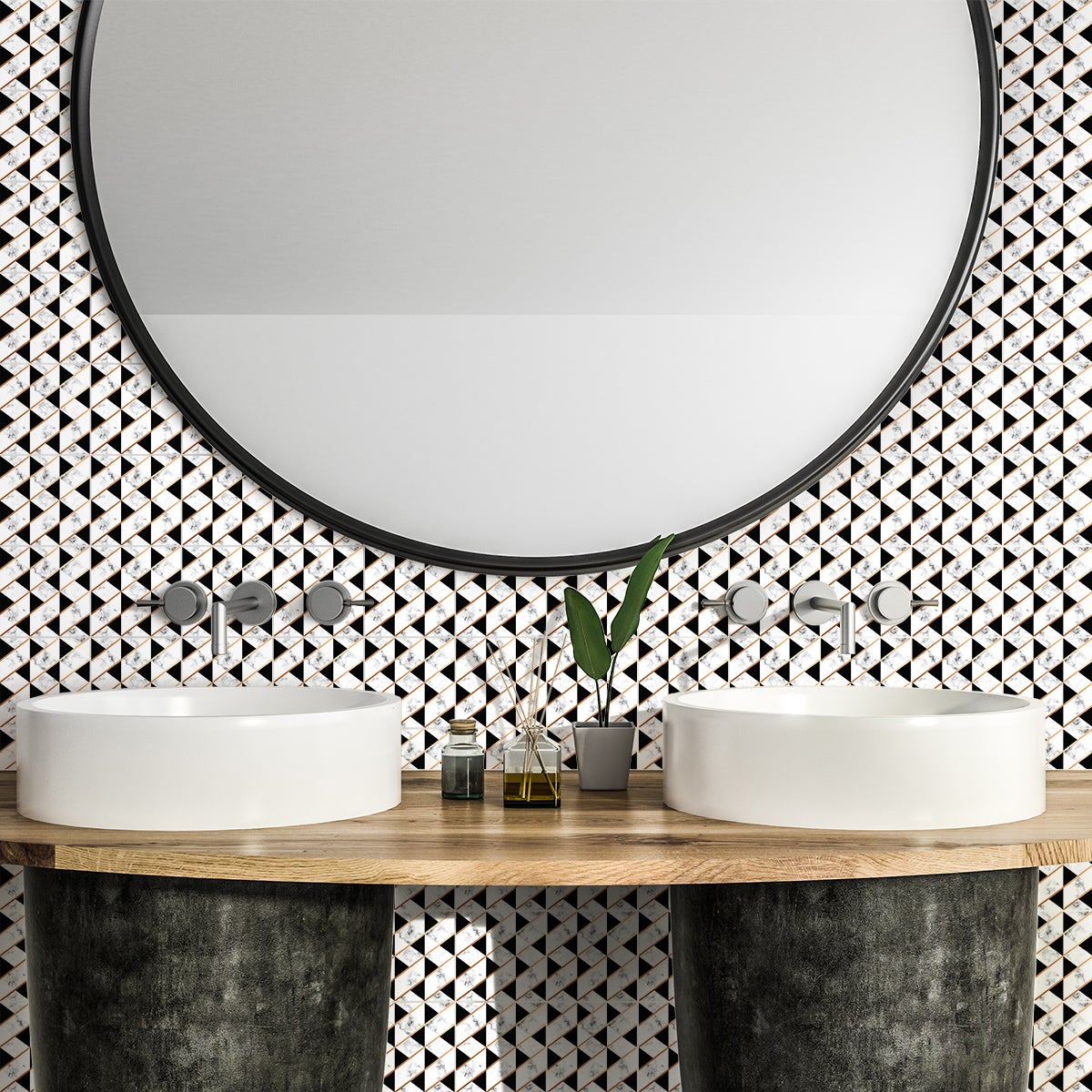 9 adesivi piastrelle effetto marmorizzato in oro bianco e nero - Sticker adesivo - adesivi murali - 9stickers20x20cm - 3