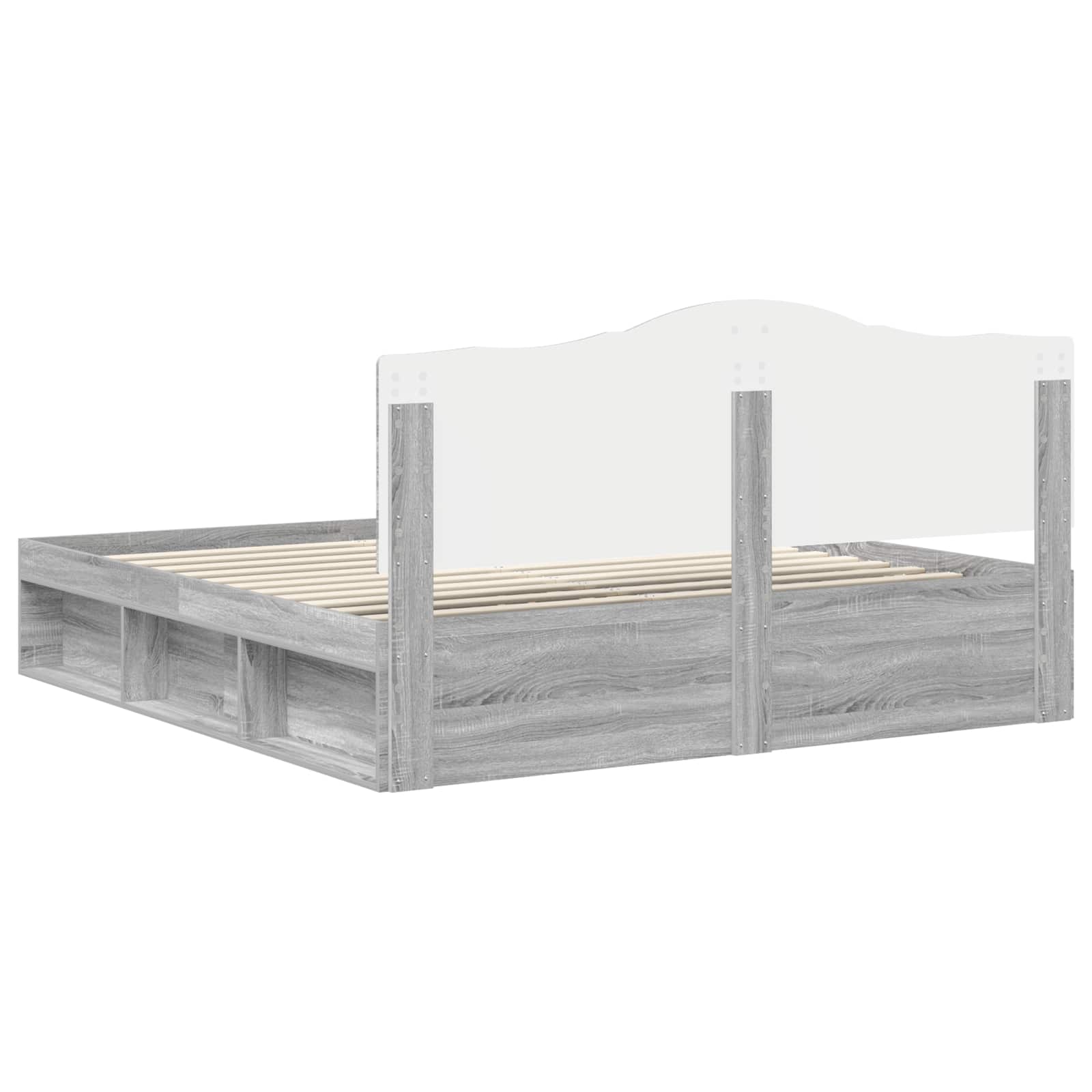 Cadre de lit gris en pin massif pour la chambre, 180 × 200 cm - 9