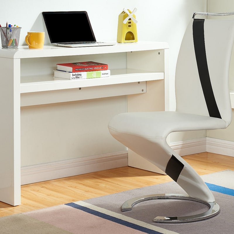 Komplet 4 krzeseł TWIZY - Materiał skóropodobny czarny + biały