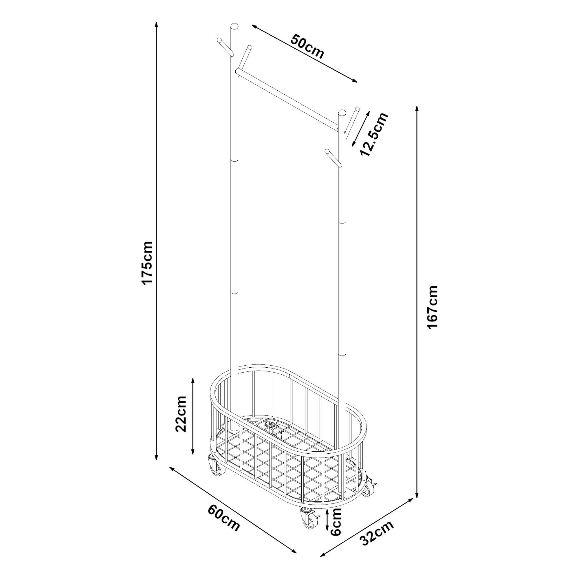 Portant à roulettes Risør acier 175 x 60 x 32 cm blanc [en.casa] - 3