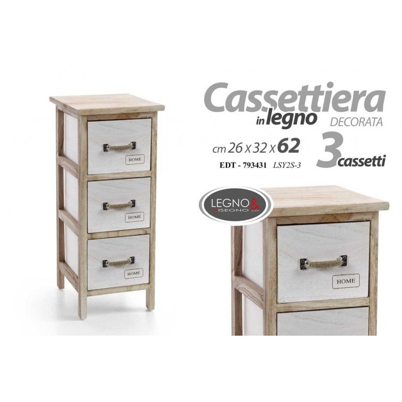 Commode 4 Tiroirs King Home - Bois, Design Sobre Et Fonctionnel - Dimensions 26 X 32 X 81 Cm