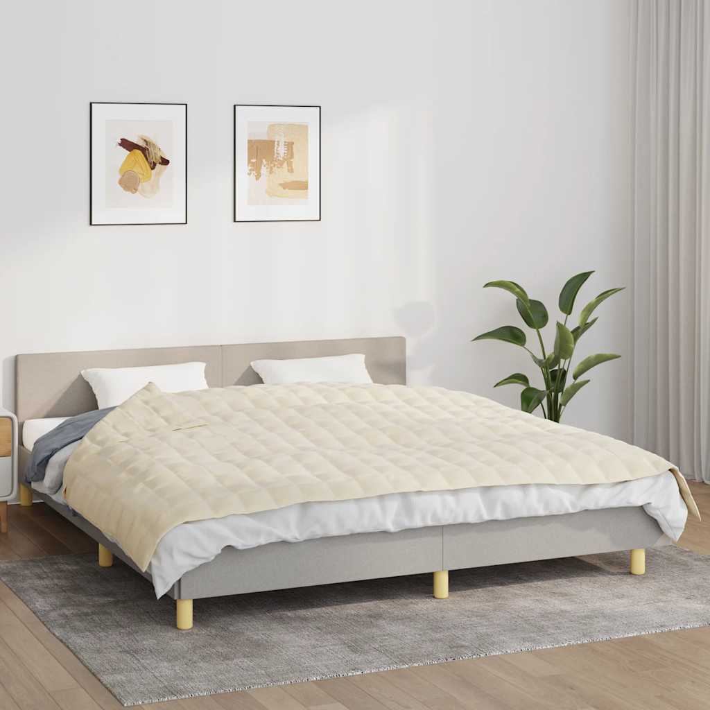 Koc obciążeniowy, kremowy, 155x220 cm, 11 kg, tkanina vidaXL