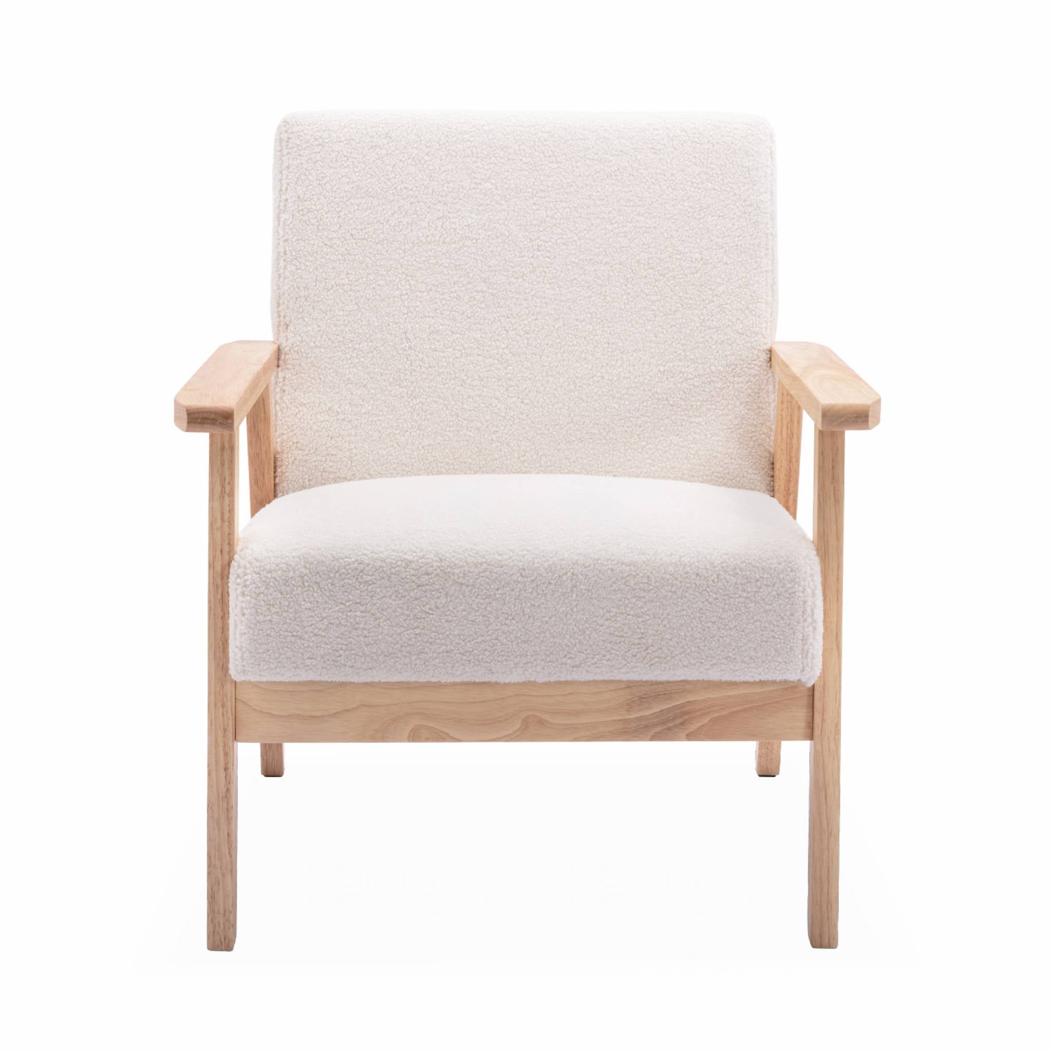 Fauteuil scandinave en bois et tissu bouclette. Isak. L 64 x P 69.5 x H 73cm - 4