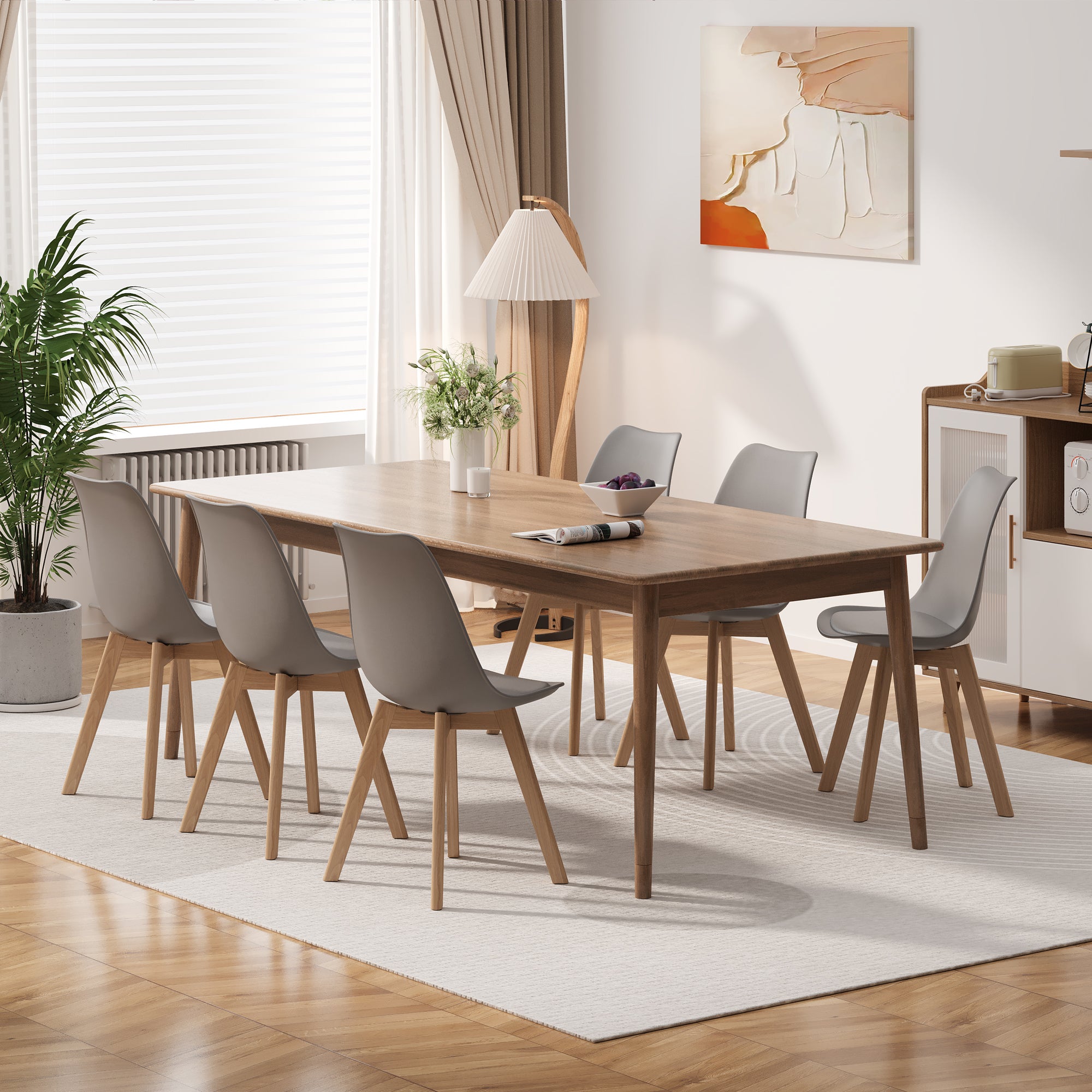 Chaise de cuisine 2 places gris,design scandinave moderne,dossier ergonomique,pieds en bois massif,assise rembourrée imperméable - 9