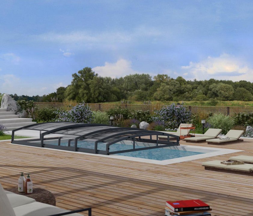 Abri piscine téléscopique Majorca 8,7 x 4,7 m Gris Canopia - 10