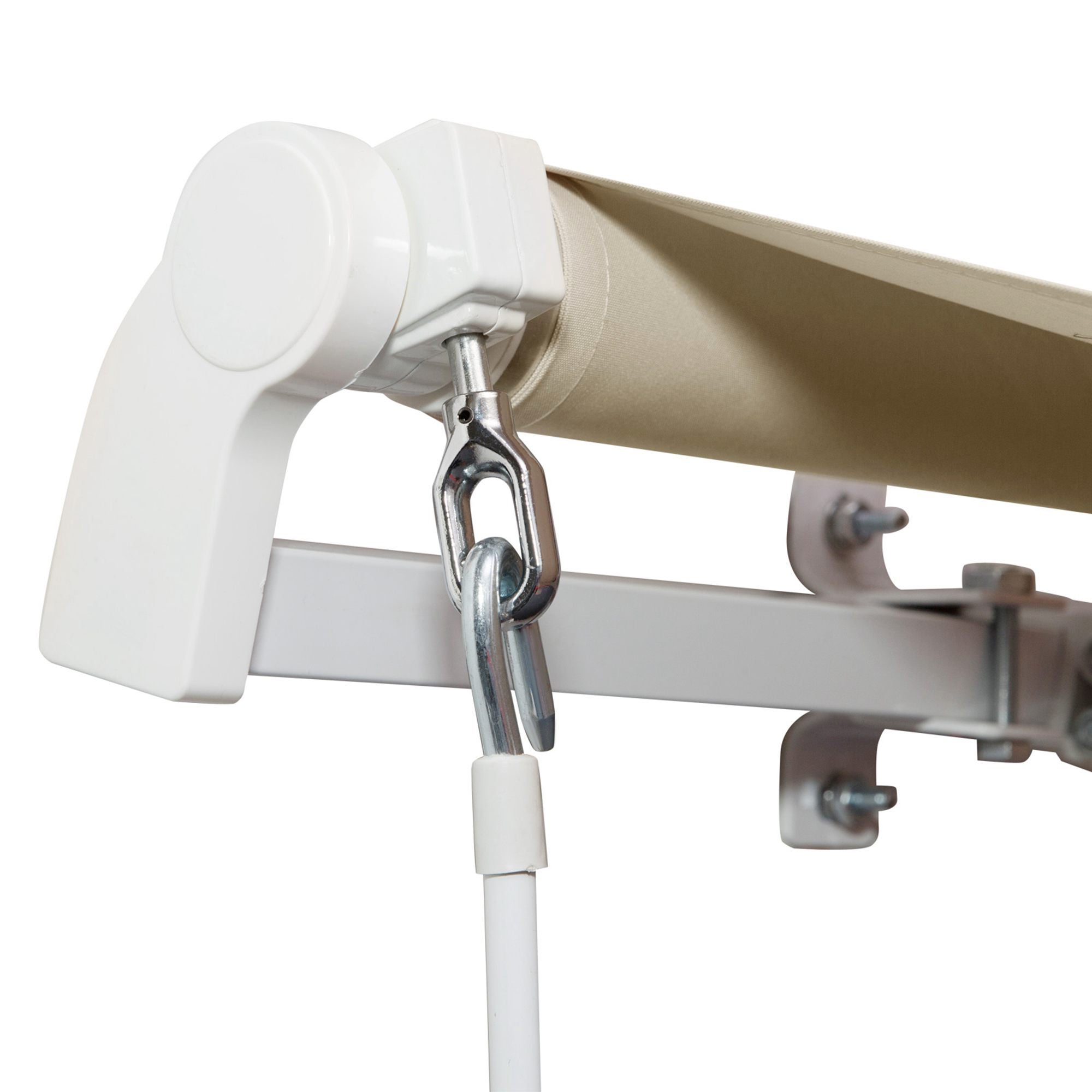 Toldo Manual Retrátil Outsunny em Poliéster Creme 350x250 cm - 8