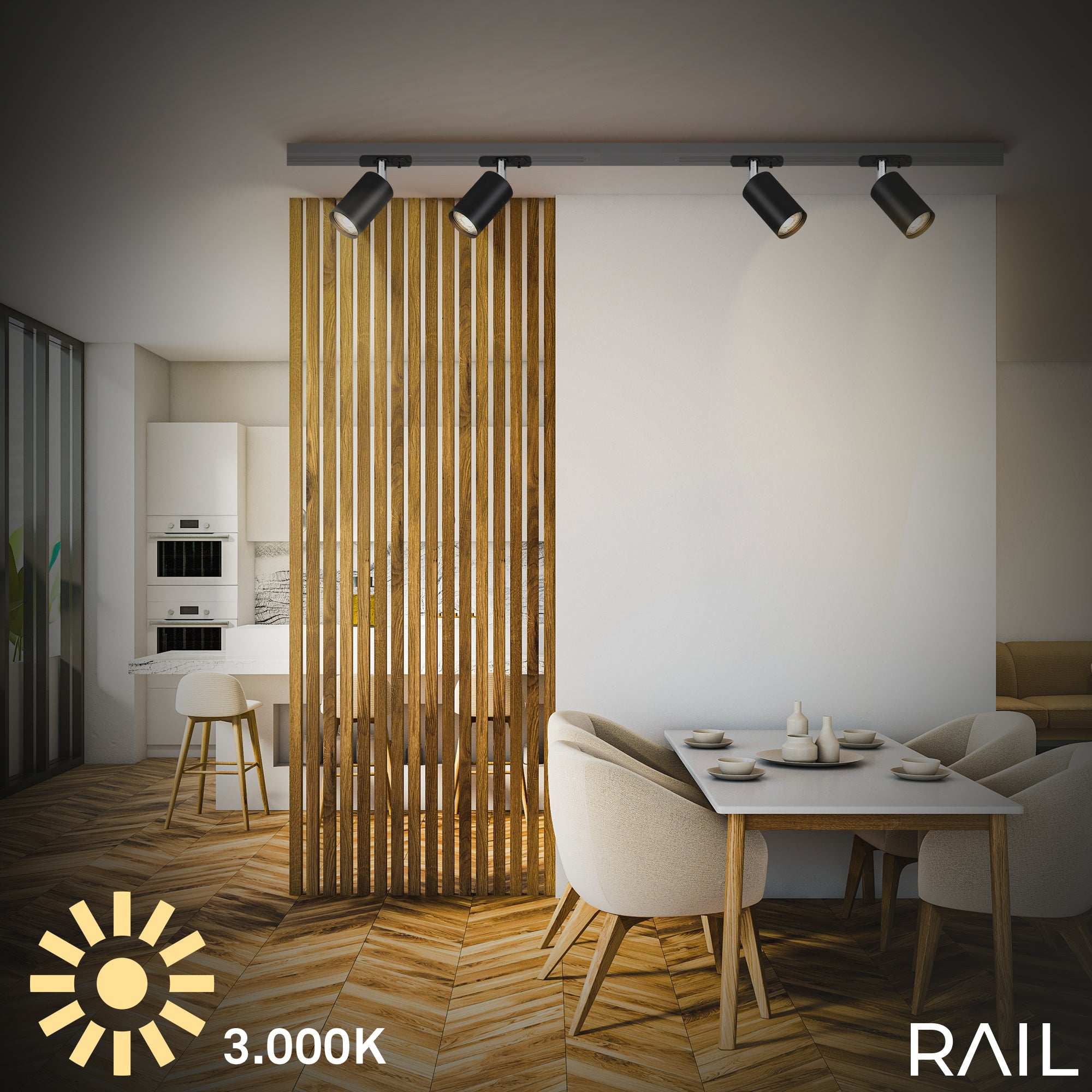 Faretto Per Binari Rail Metallo Nero Opaco 1 Luce Gu10 - 5