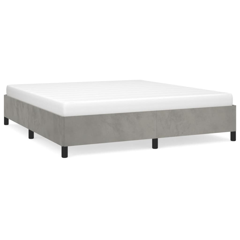 Cadre de lit sans matelas gris clair 160 x 200 cm en velours - 2