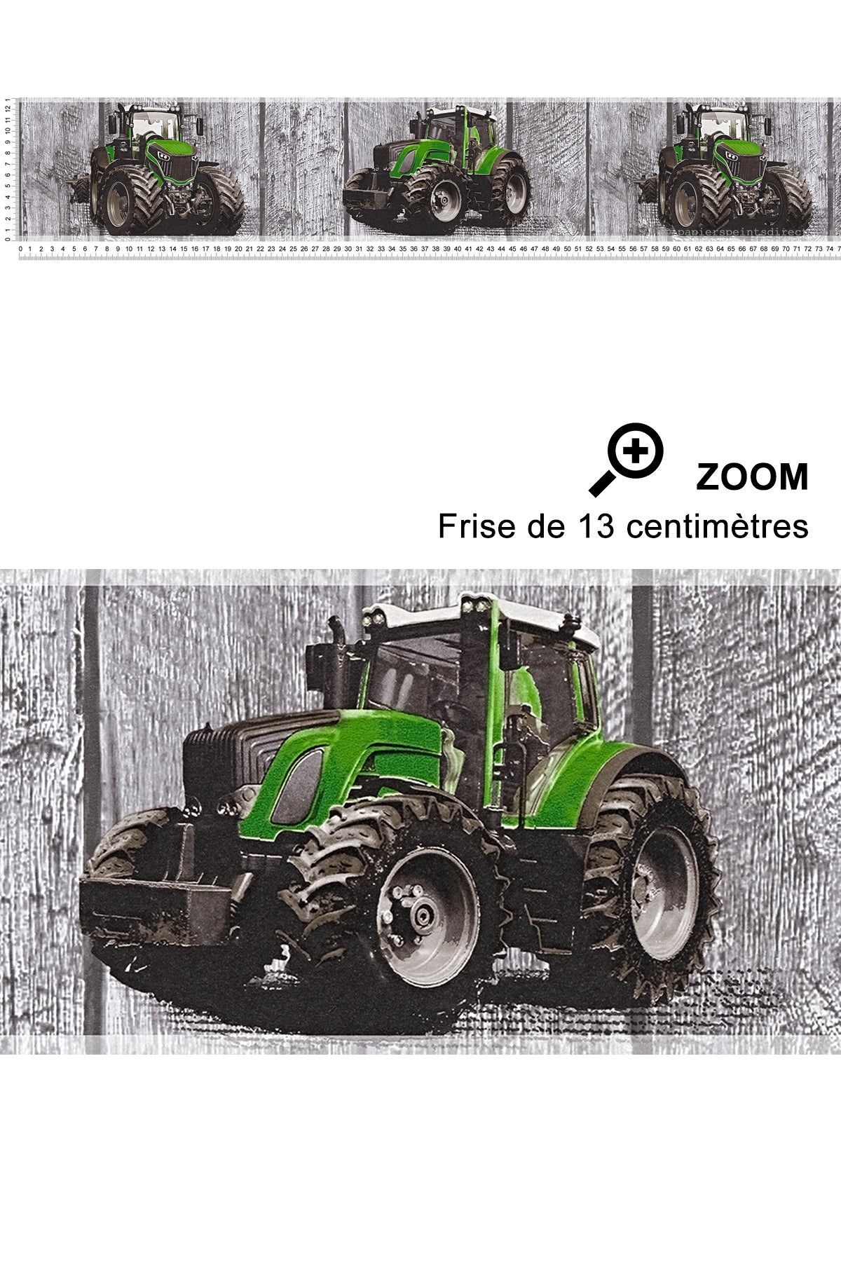 Obramowanie tapety traktory zielonymIszarym - 500 x 13 cm - A.S. CRÉATION