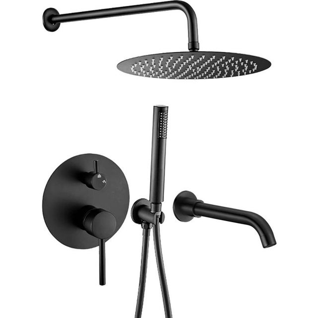 Valaz Soffione doccia da incasso nero opaco - Serie Jucar - 25 cm