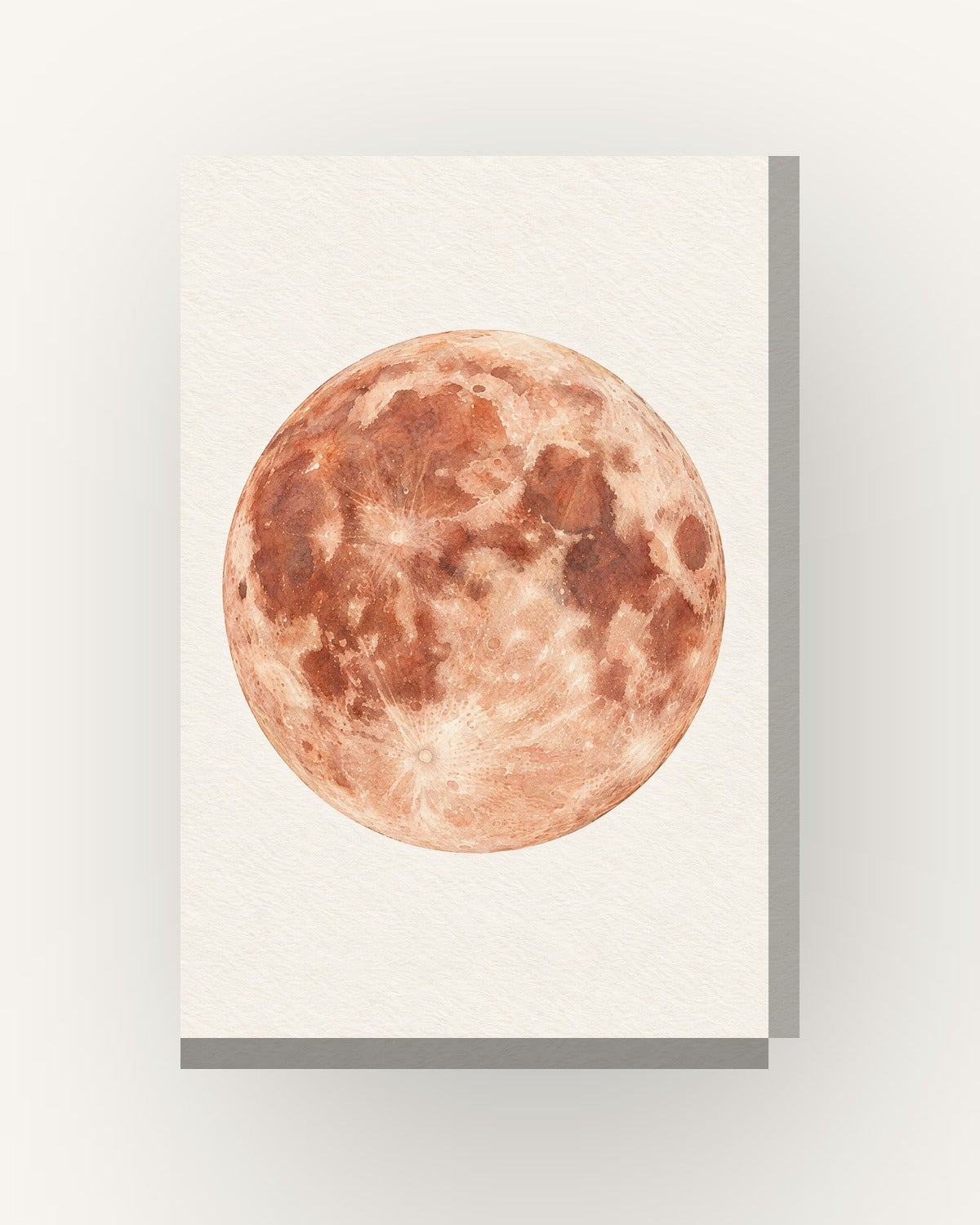 Tableau carte du monde «Lune, aquarelle» sur toile, châssis en bois de ...