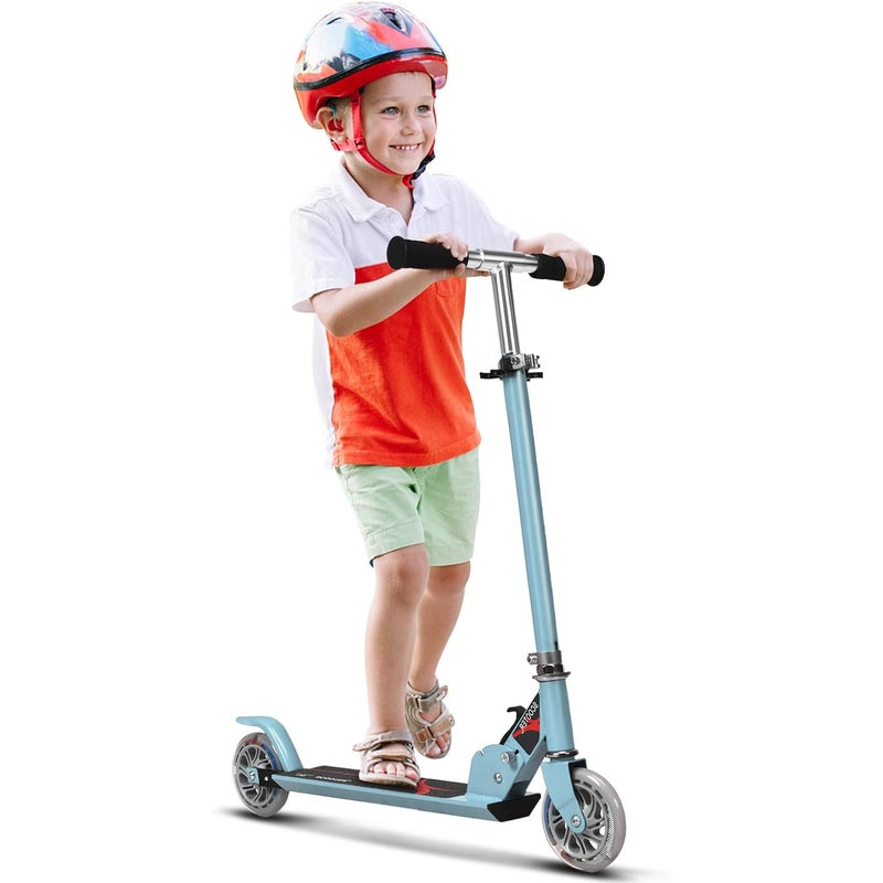 Składana Hulajnoga dla Dzieci, 2 Świecące Koła, Regulowana Wysokość Uchwytu, z Hamulcem na Tylnym Kole, dla Dzieci w Wieku 4-13 Lat, 70x10x63-86 cm