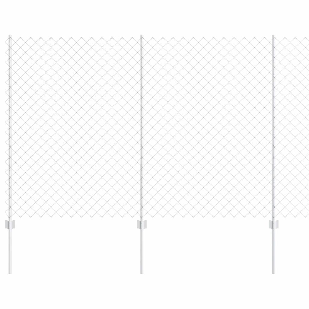 Ogrodzenie z słupkiem Srebrny 1,5 x 10 m Stal vidaXL