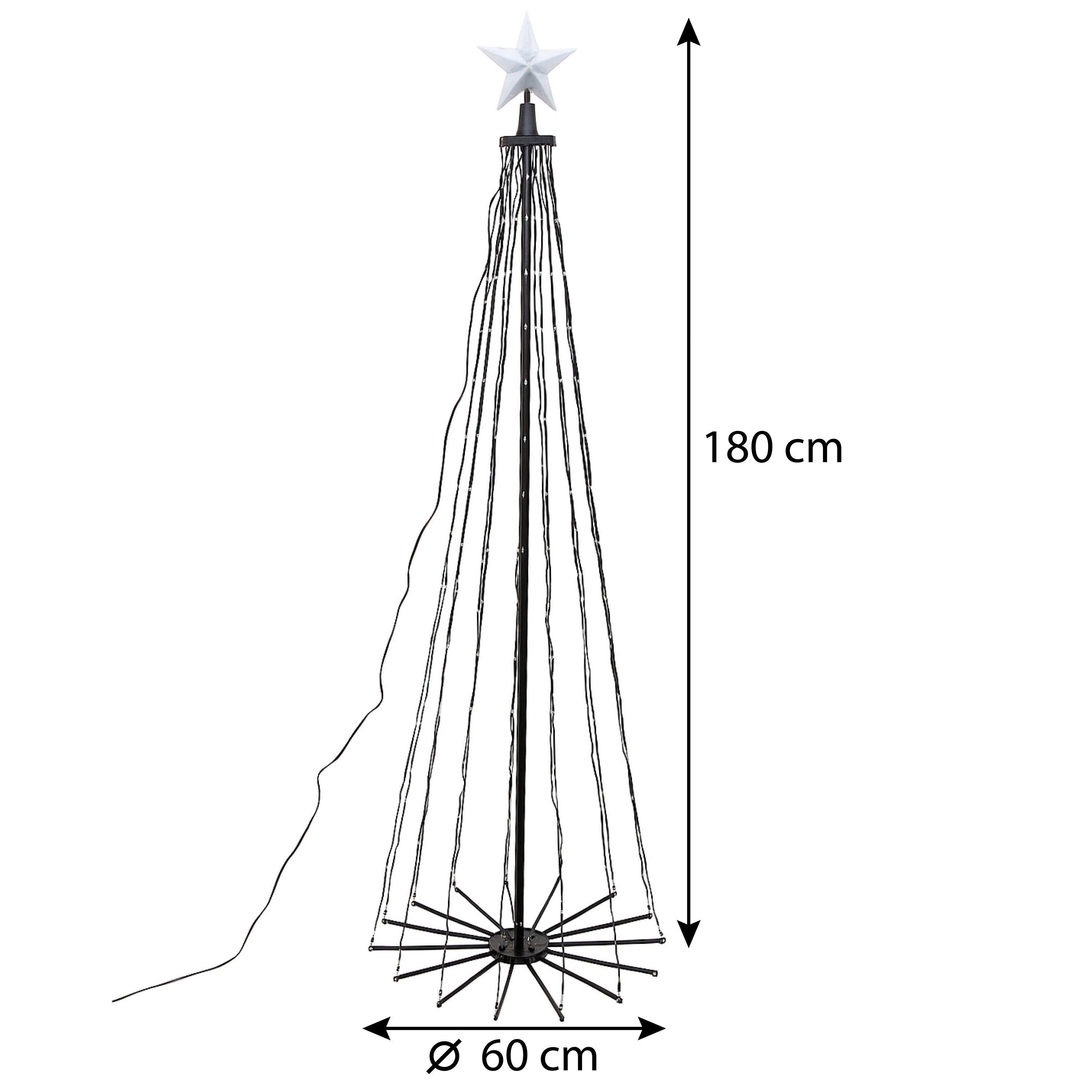 Choinka świecąca 250 LED 180cm śr.60cm stelaż światełka APLIKACJA pilot - 3