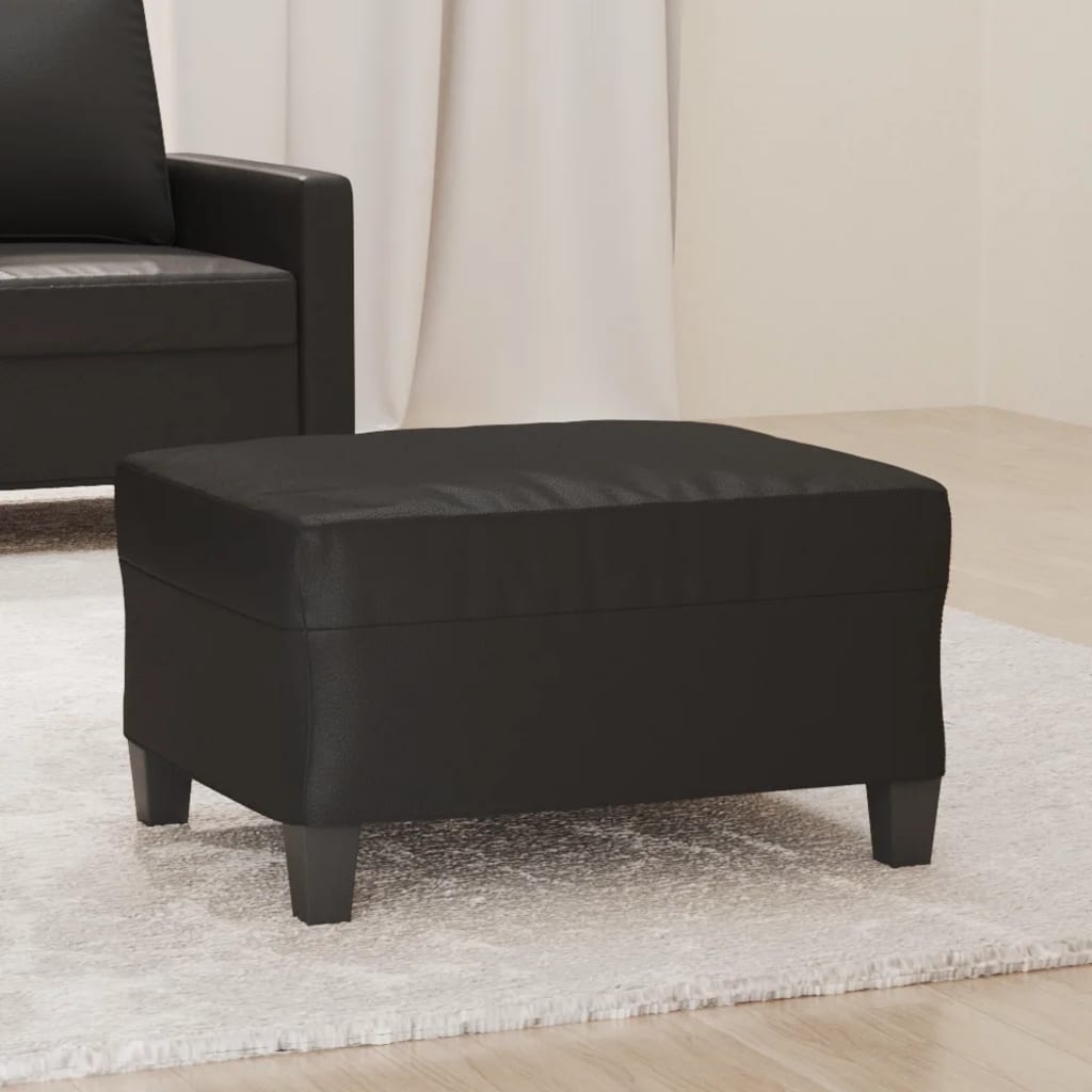 VidaXL Poggiapiedi Nero In Similpelle | 60x50x41 Cm | Struttura In Compensato | Seduta Extra O Poggiapiedi Per Divano