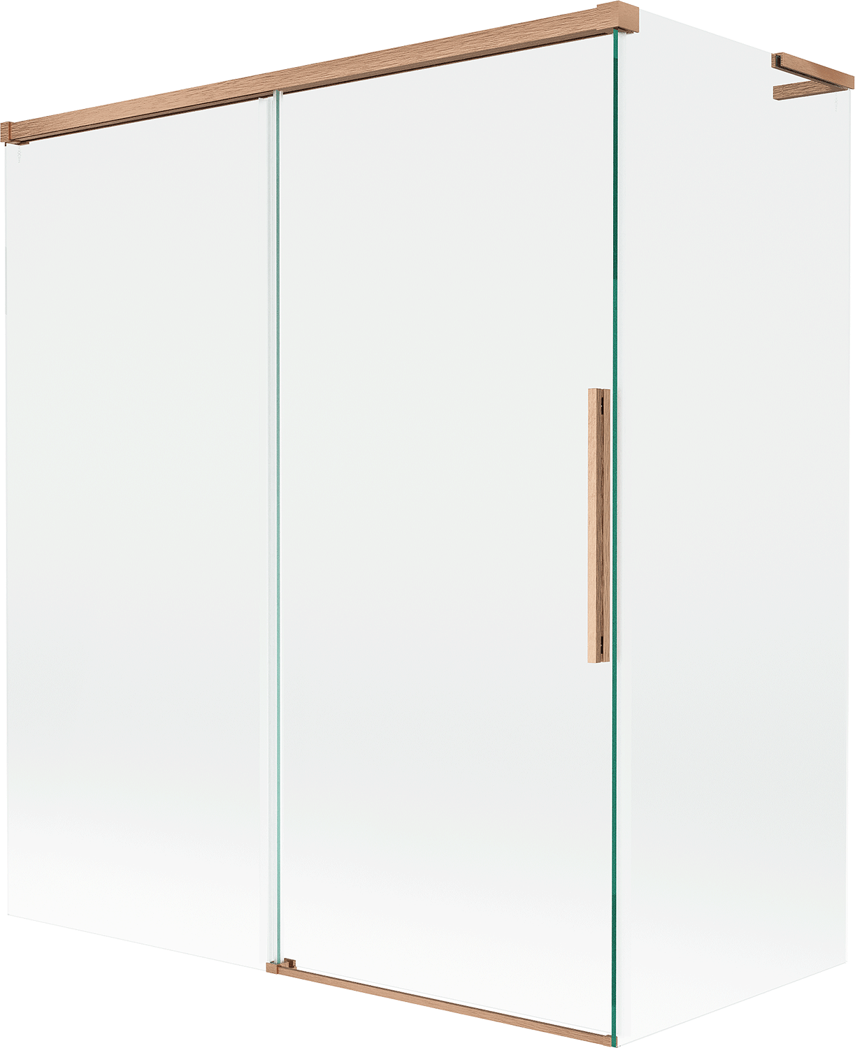 Mexen Rox L parawan nawannowy 2-skrzydłowy rozsuwany 140 + 70 x 150 cm, transparent, miedź szczotkowana - 8C9L-140-070-65-00