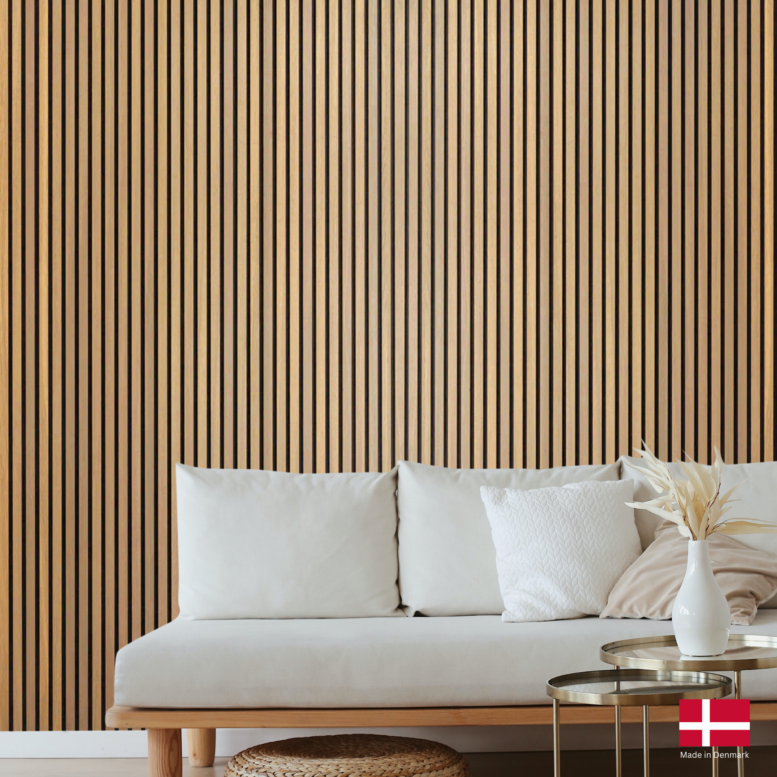 Panneau tasseaux acoustique MDF PREMIUM décor chêne naturel, feutrine noire, 240x60 cm Nordic Acoustics - 3