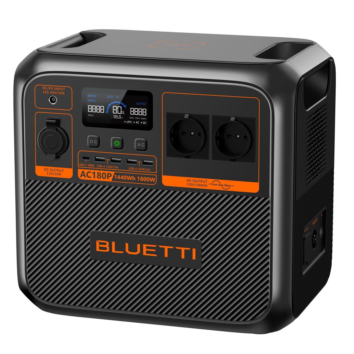 BLUETTI AC180P Estação de Energia Portátil - 1440Wh, Gerador Solar 2x1800W (2700W Máx) - 2