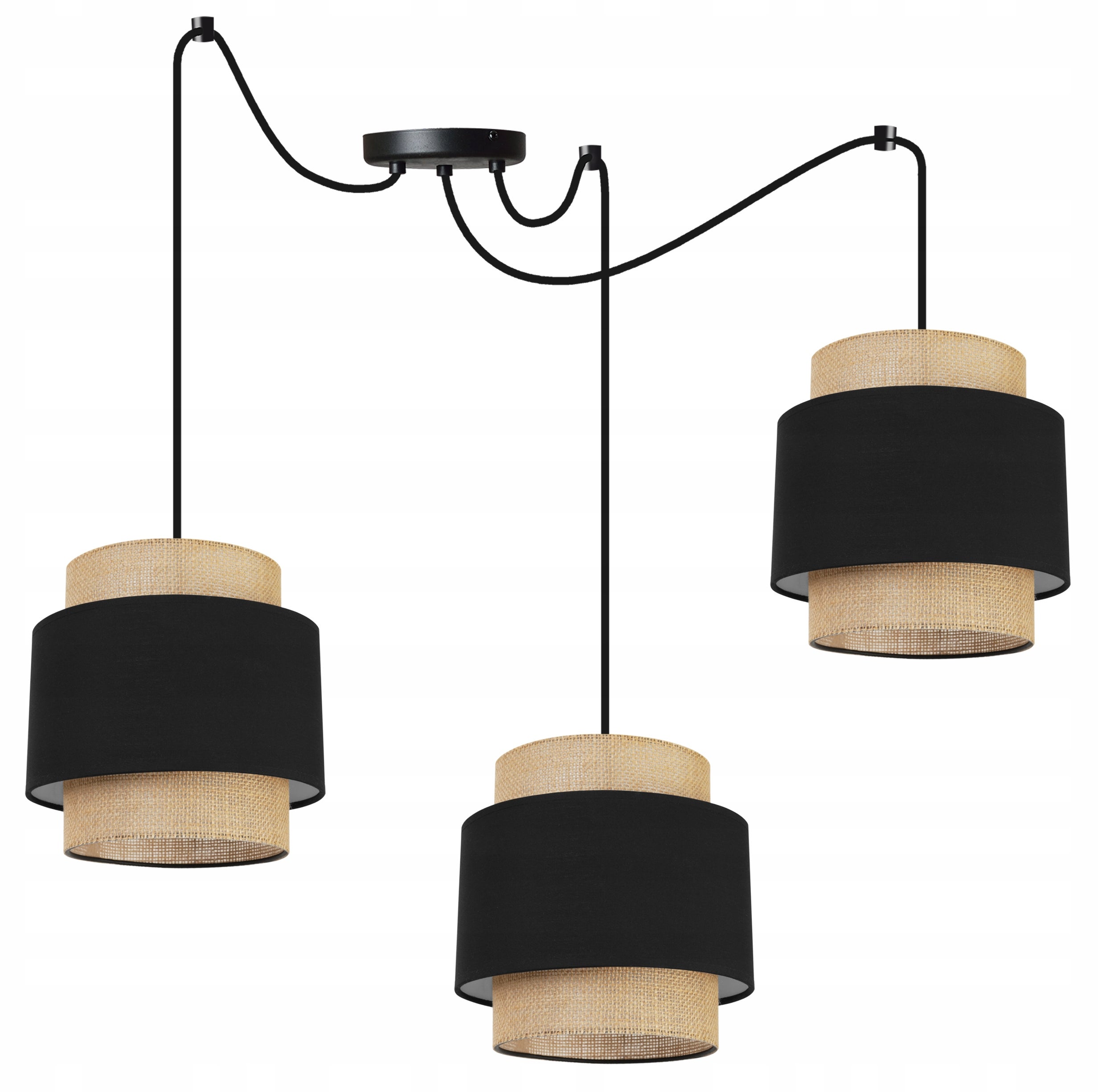 Lampa sufitowa wisząca Boho Pająk loft 4xE27 abażur juta czarny Light Home LH