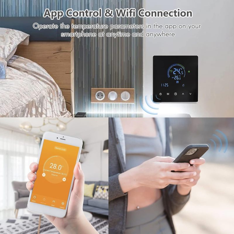 Thermostat Intelligent Connecté Wi-Fi pour Chauffage Électrique, Affichage LCD, Contrôle à Distance par Application, Chauffage Souterrain - 7