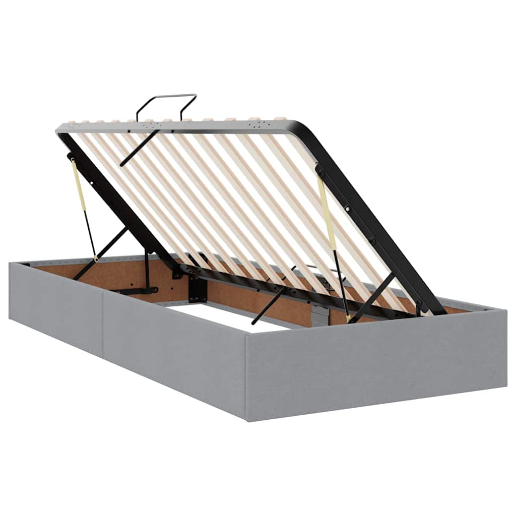 Lit avec rangement et matelas gris clair 90 x 190 cm velours - 6