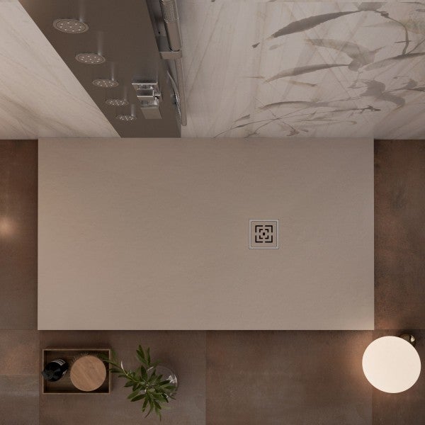 Piatto doccia mineralmarmo roma con griglia in tinta colore tortora, dimensioni 75x150 - 3