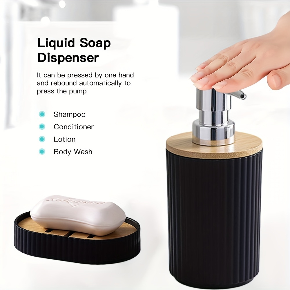 Distributeur de savon liquide, porte brosse à dents noir, tasse porte Distributeur de savon liquide, porte brosse à dents noir, tasse porte
